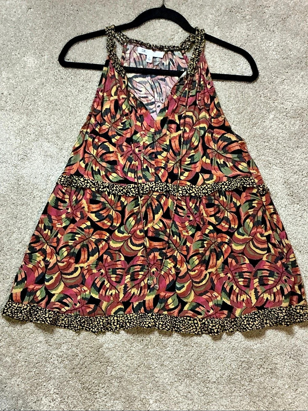DR2 Abstract Print Tank Top in Black & Red Small Like New